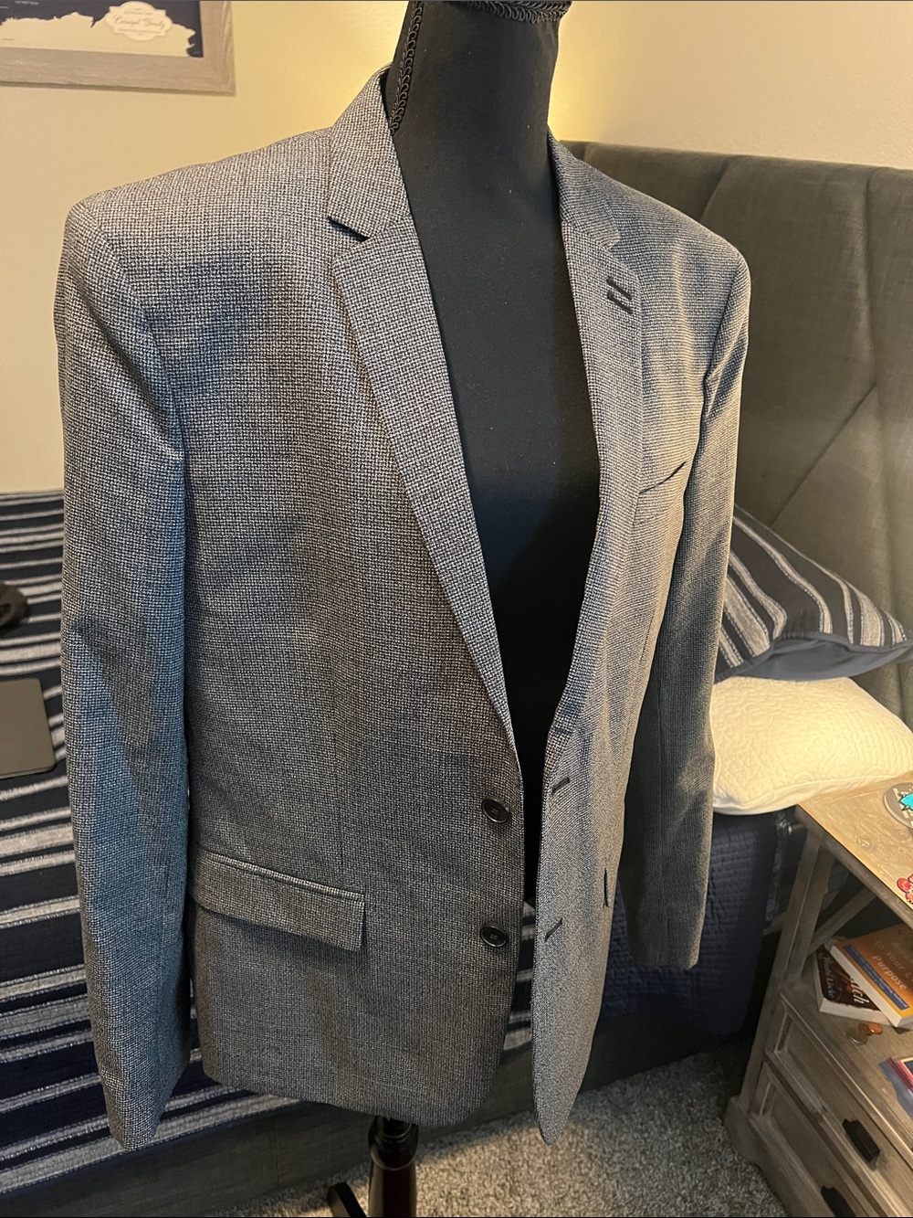 The Kooples Men's Charcoal Micro-Pattern Blazer